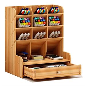 Creative Wooden Pen Holder Organizer Drawer