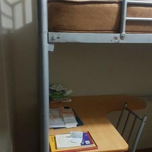 Study table with single bed on top