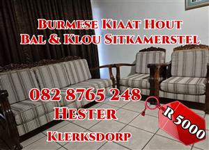 Burmese Kiaat Bal & Klou Sitkamer Stel