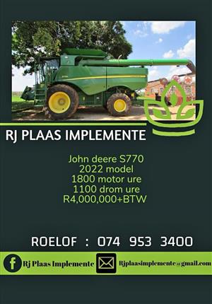 John deere S770 Stroper