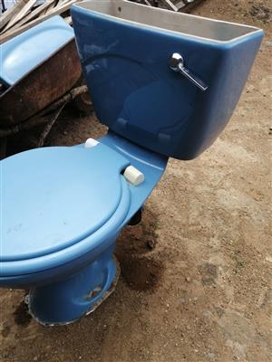 Blue toilet pan an cistin