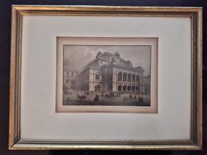Antique European architectural print - Circa 1870