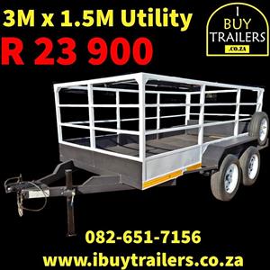 2024 UTI 3 M x 1.5 M  Double Axle Unbraked 