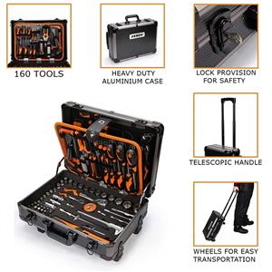 Kendo quality 160 piece mobile toolbox