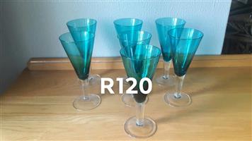 7 Piece blue cocktail glass set