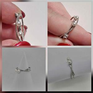 Stainless Steel Double Pearl Ring