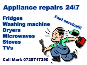 Appliance repairs, 24/7 Repairs to fridges and Freezers, Washing Machines,Stoves..