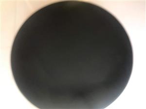 Black Round Coffee Table  Solid Wood   810 Diameter  X 490 Height  Back Wooden Cylinder Base  Second Hand 