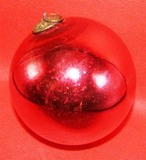 Large Heavy (4") Vintage German Red Glass Kugel