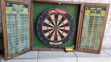 Dart Board with wooden cabinet