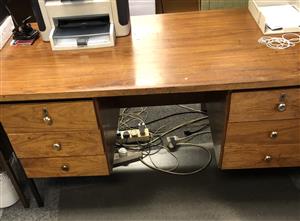 Dark wood desk 1500 mm With two sets of 3 drawers