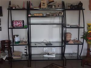 TV stand, glass & metal frame