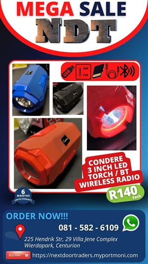 CONDERE 3'' BLUETOOTH RADIO SPEAKER & TORCH - R140