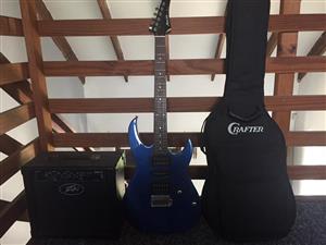 Guitar, amplifier and bag for sale
