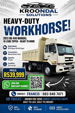 2013 Nissan UD 440 10 Cube Tipper Truck