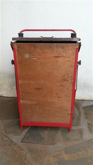 Tool cabinet with workbench. Portable with folding worktop.