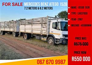 2007 - Mercedes Benz Atego 1528 Livestock Truck  - Super Clean & Ready to Work Price: