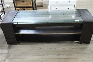 BROWN WOODEN GLASS TOP COFFEE TABLE (S066111C)