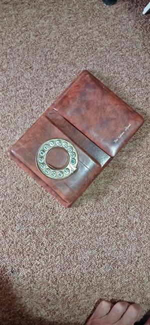 Leather telephone numbers,  holder