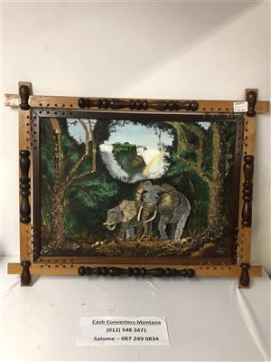 Elephant Picture in Wooden Frame - B033060289-4
