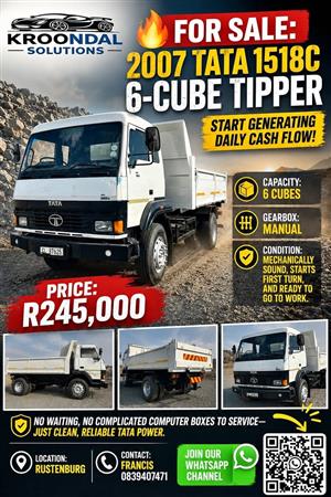 2007 Tata 1518C 6 Cube Tipper Truck