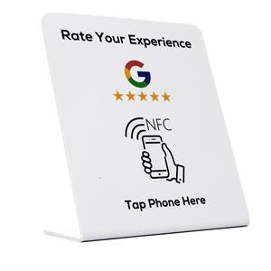 Google Review NFC Table Top Display Tap & Review Stand (White Edition)14X12 CM