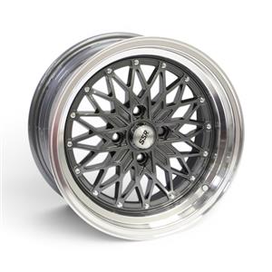 15″ TWC492 4/100 Gunmetal Machine Lip With Rivets Alloy Wheels