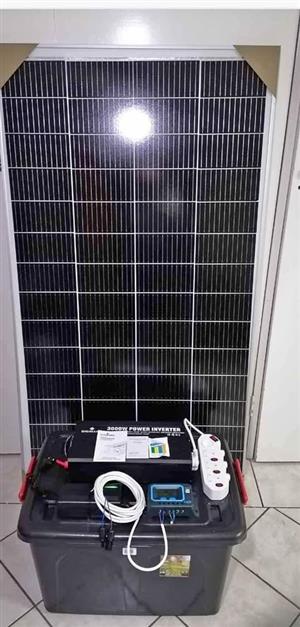 Battery backup power box, 12V DC to 220v AC with AC and solar charge controllers
