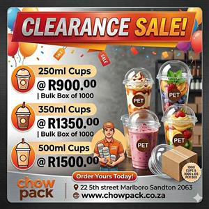 CLEARANCE SALE: Premium PET Clear Cups & Dome Lids