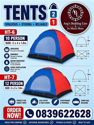 Dome 10 & 12 person camping tents for sale Available on order only  Contact for price