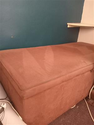 Brown Suede Storage Ottoman