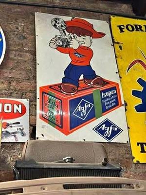 Large Agfa Isopan Enamel Advertising Sign 