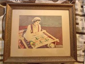 Watercolor in large frame