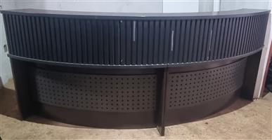 2.8m Curved Reception Counter - Modern Black Fluted Design - 3 Piece