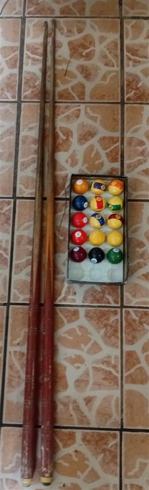 Pool stick with balls