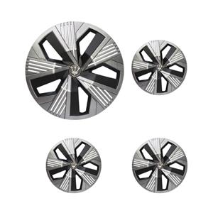 15″ WR Series Silver & Matt Black Stripe Design Wheel Caps  (Set of 4)