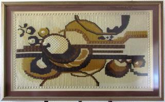 Abstract Modern Tapestry Mounted, Framed and behind Glass 