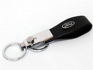Leather & Chrome Ford Keyring