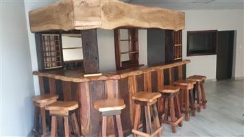 Sleeper wood bar furniture with 8 stool Special