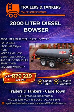 Fuel Trailer/ Mini Tanker/ Mild Steel Bowser 2000 liter