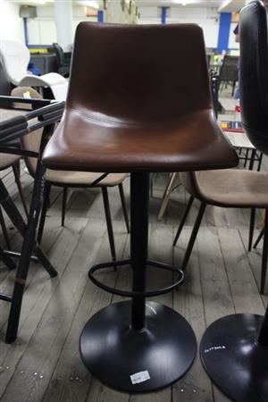 LEATHER BROWN BAR CHAIR(S067369C)