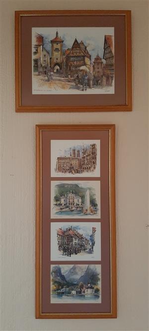 Framed painted pictures of overseas most visited places - BY Nitschke