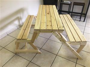 Foldable Bench / Picnic Table (Raw Wood)