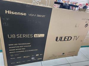 Hisense 65 u8h mine led smart tv Original price 29000 but it's got lite crak working 100