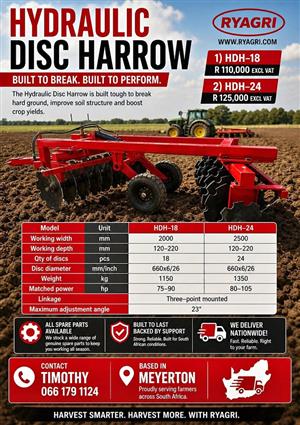 Hydraulic Disc Harrows - 9x9 and 12x12