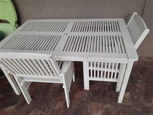 Wooden Garden table and 6 chairs