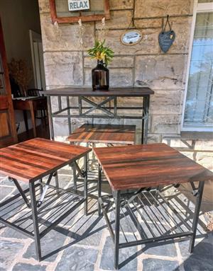 Combo 4  Table Set  Iron Frame & Wooden Top