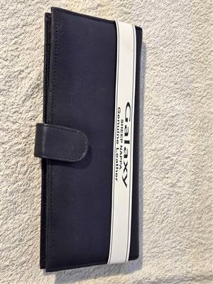 Galaxy genuine leather credit card holder wallet in black.