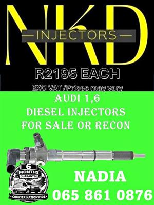 AUDI 1.6 DIESEL INJECTORS FOR SALE OR RECON