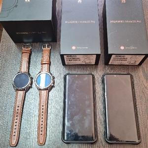 Huawei Mate 20 Prox2 (1 Black, 1 Twilight) plus 2 x Huawei GT Watches